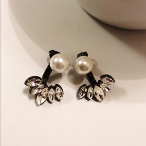 Rhinestones and Pearl Earrings